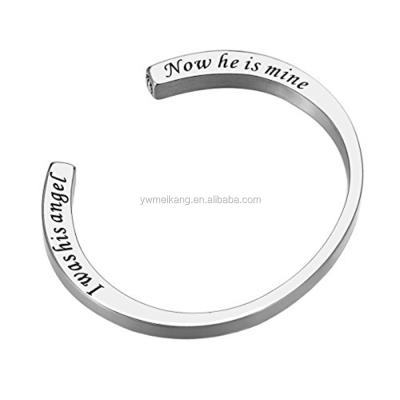 China CLASSIC Cremation Urn Bracelet Engraved Me Was Her Angel Now He Is Mine Waterproof Stainless Steel Memorial Bracelet for sale