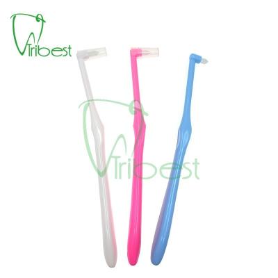 China PP Tribest Pack Single Head Orthodontic Toothbrush Soft Stiffens Dental Bonding Brush L Shape Single Tuft Brush for sale