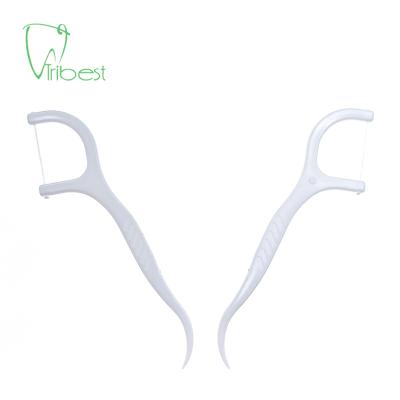 China Tribest #2 Logo 50pcs/bag Toothpick Floss Stick Dental Floss High Quality Custom Toothpicks Area Effectively Clean Interdental Daily Oral Care for sale