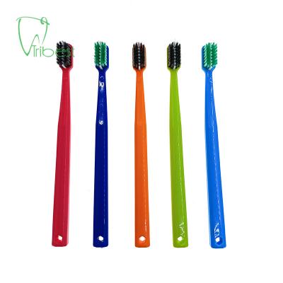 China Tribest Two Color Disposable Bristle Nylon Soft V Shape Orthodontic Toothbrush For Braces for sale