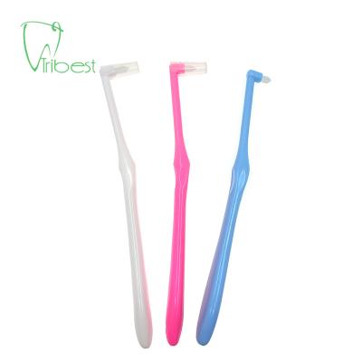 China Tribest Disposable L Pack Nylon Soft Single Head Shape Toothbrush Bristle Orthodontic Toothbrush For Braces for sale