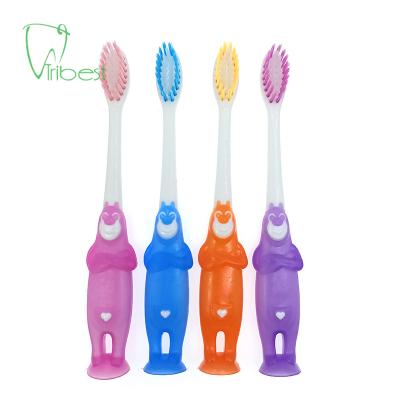 China Tribest Disposable Customize Logo Cute Animal Shape Cartoon Extra Soft Kids Toothbrush for sale