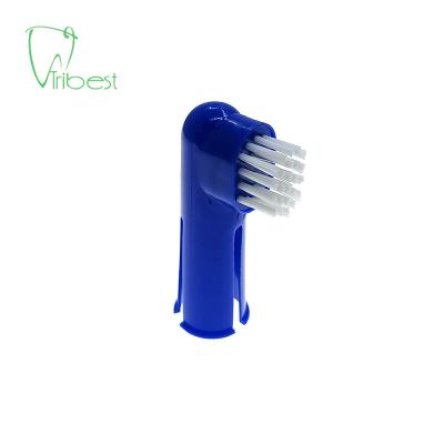 China Tribest Sustainable Toothbrush Manufacturing Finger Safe Blue Nylon Bristles Plastic Pet Cat Dog Toothbrush for sale