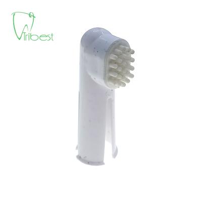 China Viable Care Wholesale Oral Rubber Bristle Tribest Toothbrush White Plastic Cat Dog Toothbrush For Pets Tooth Finger Brush for sale