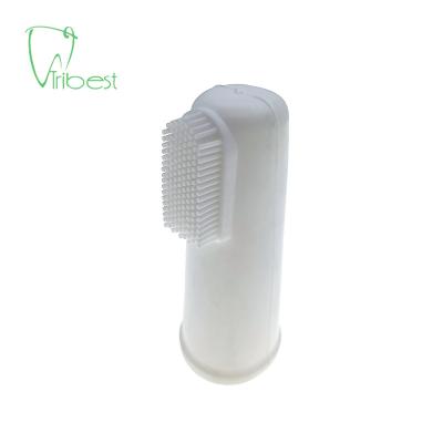 China Tribest Long Lasting Toothbrush White Fine Bristels Fingerbrush Natural Rubber Toothbrush For Dogs And Cats for sale