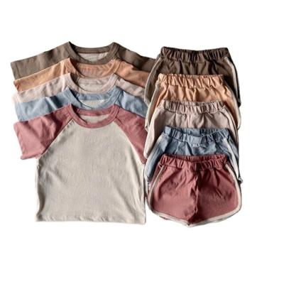 China Preppy Summer Casual Color Matching Round Collar Style Short Sleeve Clothing Set and Shorts Girl for sale