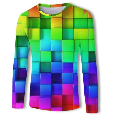 China Anti-wrinkle 2022 spring and autumn new trend men's long-sleeved T-shirt 3D digital printing of place to plot custom factory direct sales for sale