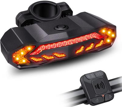 China Waterproof USB Rechargeable Warning Light Bike Led Light With Turn Signals And Brake Light Auto Radio Remote Control Rear Light for sale