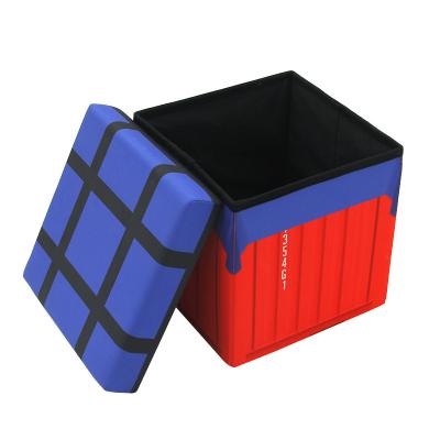 China HStex Folding Storage Kids Toy Storage Stool Home Furniture Stool Game Box for sale