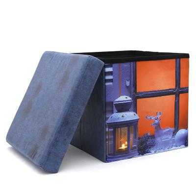 China Factory Wholesale High Quality Chinese Custom Foldable Living Room Bedroom Storage Box Stool Foldable Chair Stool With LED for sale