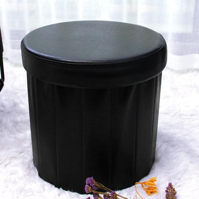 China 2020 Custom Cheap Modern Leather Round Stool Ottoman Living Room Price Changing Stool Foldable Faux PVC Shoes for sale