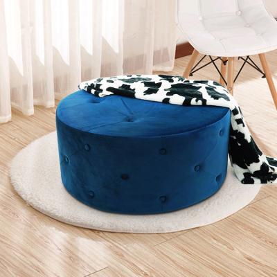 China Customized Round Velvet Seated Chesterfield Ottoman Style Cheap Modern Comfortable Whole Stool Pouf for sale