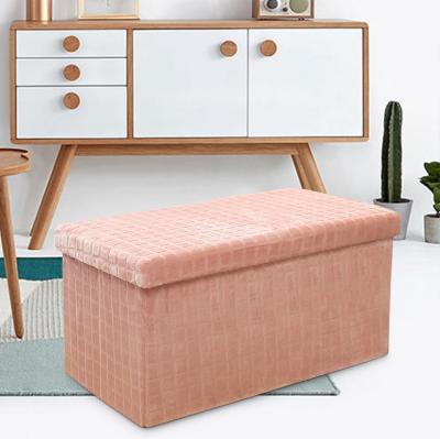 China Foldable Storage Living Room Furniture Fabric Stools Bedroom Storage Bench Stool for sale