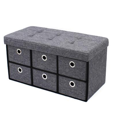 China RTS New Fashion Living Room Best Selling Modern Foldable Puff Fabric Stool Folding Sneak Drawer Foot Stool for sale