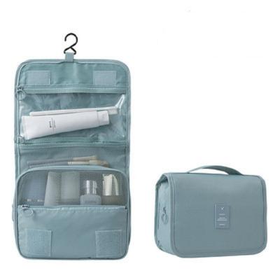 China OEM design fashion multifunction hooked laundry bag travel pu leather portable makeup cosmetic storage bag for sale