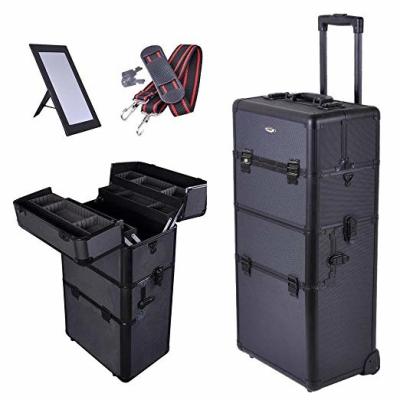 Китай Professional Makeup Trolley Case Tall Multifunctional High Capacity Rolling Cosmetic Case Aluminum for Makeup Artist продается