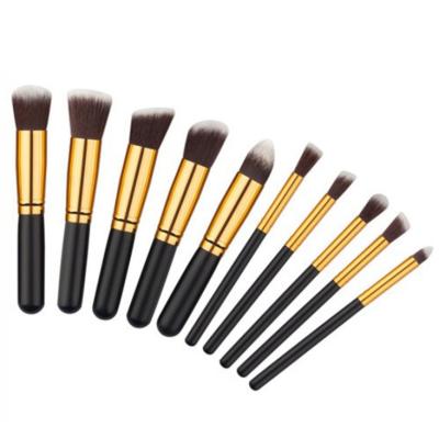 Cina 10 pcs Wooden handle mini Makeup Brushes set custom private logo Cosmetic brushes Synthetic Nylon Hair makeup brushes set in vendita