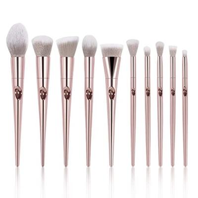 중국 Metal handle eyes Makeup Brushes set soft synthetic Cosmetics Brush Kit Super hot Gift Makeup Brush with Fingerprint 10 pcs 판매용