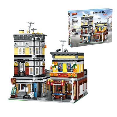 China Shop Toy Model Assembly Brick Gift DIY Toy Building Block House Sushi Street View MOC Building Block Toy Moyu for sale