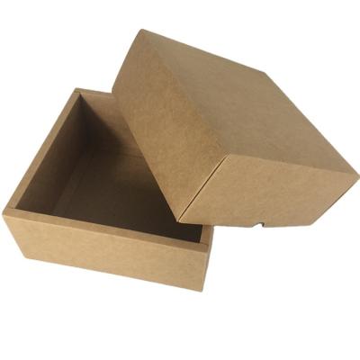 China Recycled Materials Recycled Material Varnishing Natural Brown Color Logo Printed Kraft Paper Box With Lid for sale