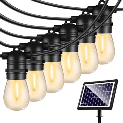 China 48 Ft/15lights Vintage 2021 Waterproof Outdoor Solar Plant String Lights/1W LED Edison Bulbs - 27 Ft Heavy Duty Patio Lights for sale