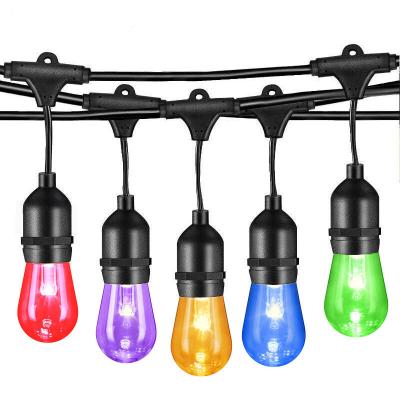 China 48ft/15 Outdoor Dimmable String Lights Cafe LED String Lights RGB S14 String Lights Commercial Grade Dimmable String Lights for sale