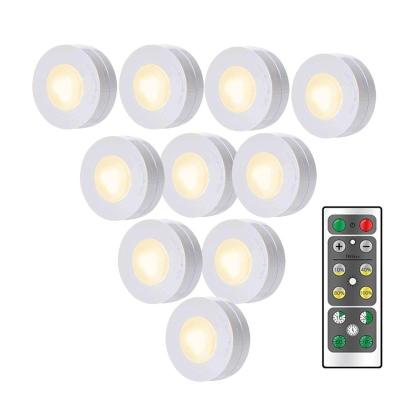 China Double Sided Adhesive RGB LED Puck Lights With Dimmable Remote Control Kitchen LED Under Cabinet Lighting COB for sale