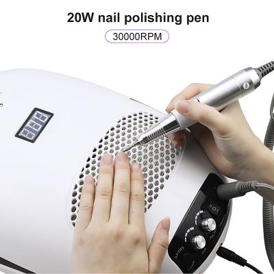 China Beauty Nail Drill Tools Professional 3 in 1 Multifunctional Nails Electric Vacuum Nail Drill and Nail Lamp for sale