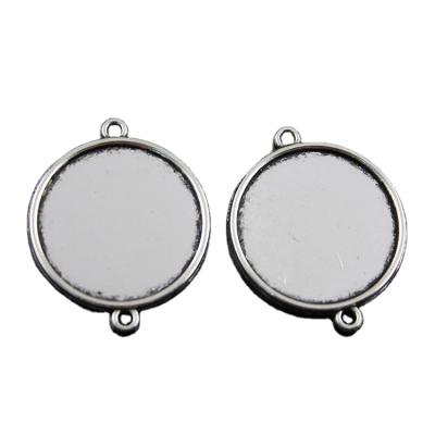 China 25mm Eco-Friendly Series Pendant Tray Circular DIY Zinc Alloy Round Pendant Accessories With Two Buckles for sale