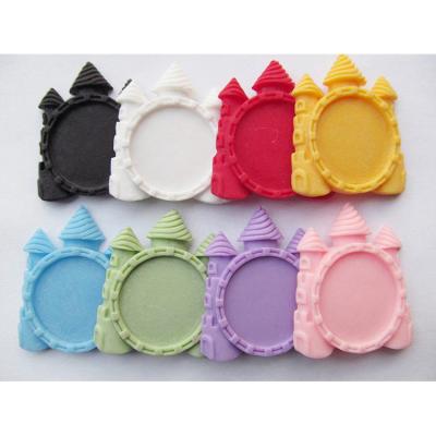 China New Product Europe Flatback Resin Castle Charm Popular 8 Colors Base Setting Bezel Blanks Pendant Trays for sale