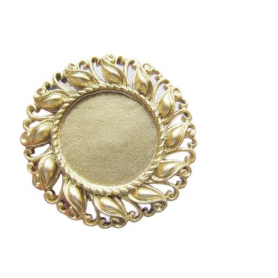 China Europe 31x37mm 20 Colors Round Flatback Resin Flower Charm Finding Border Base Arrangement Filigree Tray for sale