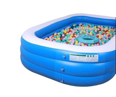 China PVC 262cm Summer Adult Durable Inflatable Kids Three Layer Family Swimming Pool Rectangular Play Pool for sale