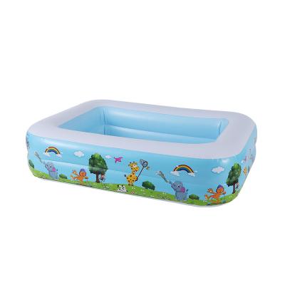 China PVC 120cm Summer Adult Durable Inflatable Kids Two Layer Family Rectangular Swimming Pool Play Pool for sale