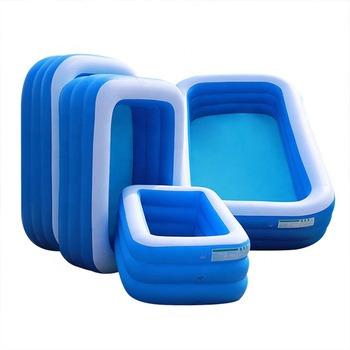 China PVC 210cm Summer Adult Durable Inflatable Children Swimming Pool Rectangular Four Layer Family Pool Play Pool for sale