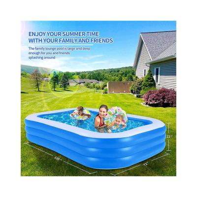 China Kreepy Krauly Indoor Outdoor Swimming Pool Set 120-428CM High Quality Circular Two Layer Two Ring Blue White Swimming Pool for sale