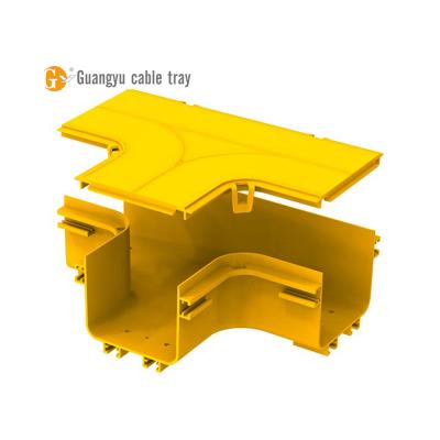 China Yellow Guangyu 120 Fiber Optic Raceway Fiber Optic Fiber Optic Cable Cover PVC or ABS Tray Horizontal Tee for sale