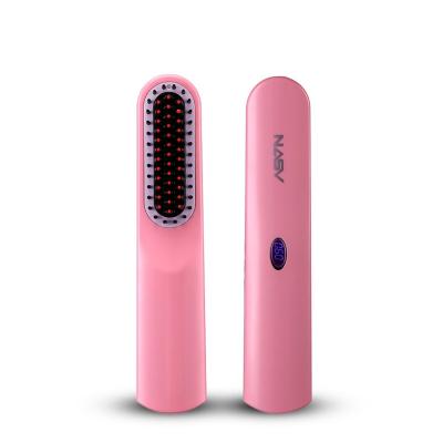 China Hotel Trending Products 2020 New Arrival Cordless Beard Straightener Styler Comb Electric Dryer Hair Straightening Brush for sale