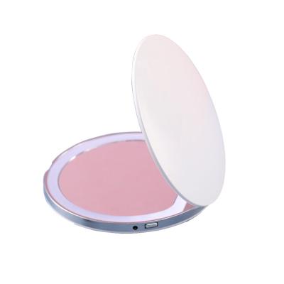 China Mini Handbag USB Smart Girls Cosmetic Handheld Travel Lighted Professional Magnefying Magic Vanity Round Led Makeup Mirror With Light for sale