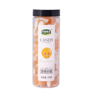 China Natural Halal Meat 198g Chew Rock Sugar Jelly Sweet Sour Soft Orange Dodge Gummy Candies For Leisure Snacks for sale