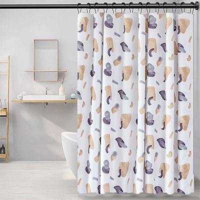 China Waterproof Fabric Polyester Elegance Shower Curtain Set For Bathroom With Stone Design Non Toxic Coating for sale