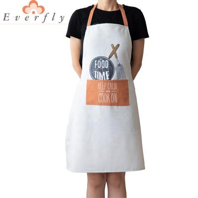 China Custom Wholesale Custom Pocket Kitchen Polyester Adult Washable Cotton Chef Wife Apron For Cafe With Logo for sale