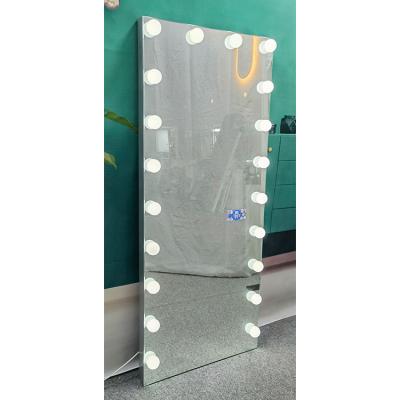 China CLASSIC 3 20 Color Changing Bulbs Hollywood Style Floor Mirror Body Makeup Vanity Lighted Modern Vanity Full Length Mirror for sale