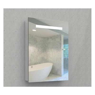 China Modern Waterproof Multifunctional Fogproof Mirror Cabinet Bathroom LED Open Door Smart Makeup Mirror Led Storage Box for sale