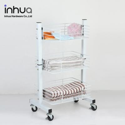 China Sustainable Removable Rolling Storage Rack For Household Goods Three Layers Of Storage Cart for sale