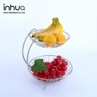 China Factory Direct Sales 2 Tier Fruit Storage Basket Sustainable Drain Drying Rack for sale