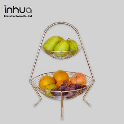 China Sustainable Factory Direct Double Stainless Steel Storage Basket Fruit Badket for sale