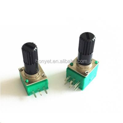 China 9mm 3Pin Insulated Shaft 6 Pin Rotary Potentiometer RV9421 B10K for sale