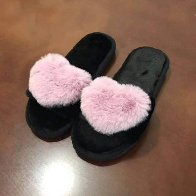 China Women Furry Winter Slippers Floor Imprisonment Shoes Plush Daily Wear Indoor Wooden Flip Flops Love Plush Slippers Women for sale