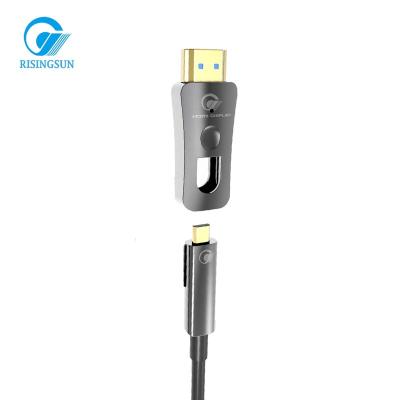 China HDTV RISING SUN 10 Meters HDCP 2.2 AOC HDMI 2.0V High Speed ​​Active Fiber Optic Cable for sale