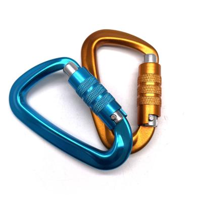 China Retail Industry BT-L18 D Shape 7075 Oxdoized Carabiner Dog Leash Metal Hook Twist Locking 5 kn Aluminum Carabiner for sale